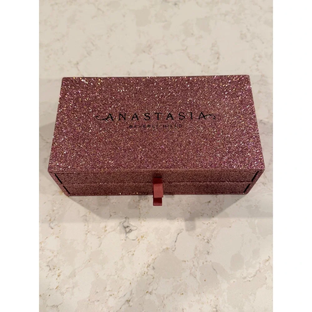 Anastasia Beverly Hills Pink Glitter Makeup Case 2 Drawer Vanity Organizer Box